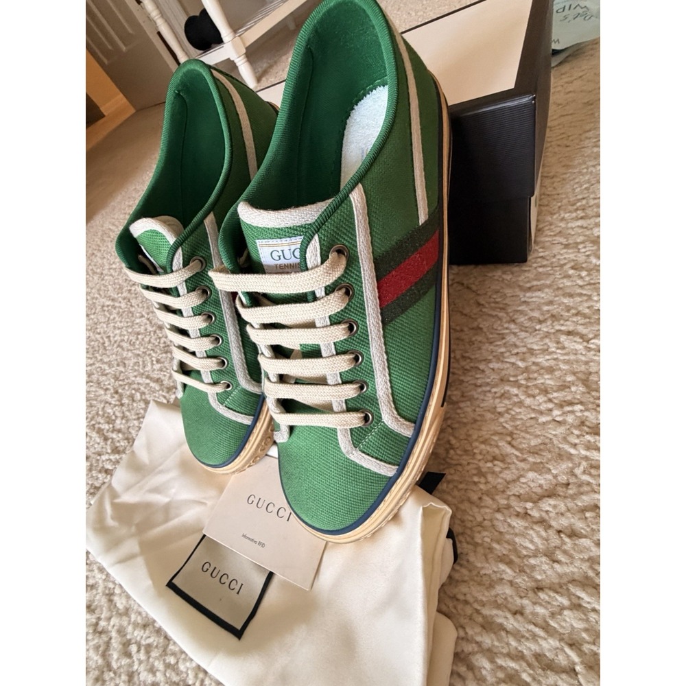 Rare Gucci Tennis 1977 Green Canvas Sneakers 606111-GZO30-3760 Men US 8.5 - Picture 6 of 11